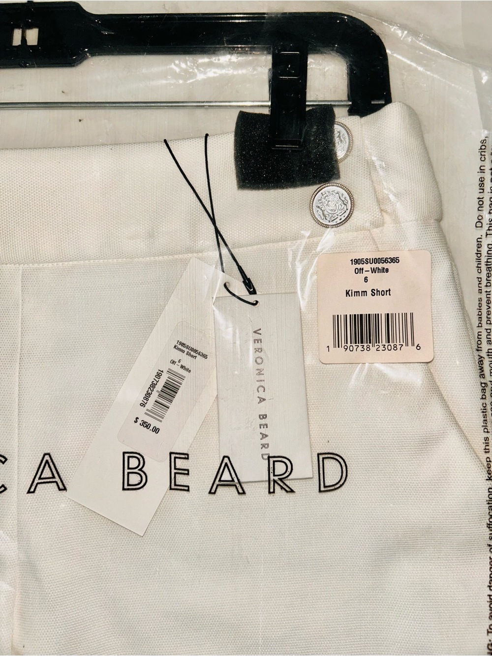 New Veronica Beard White Cream Kimm Short Size 6 - Picture 2 of 7